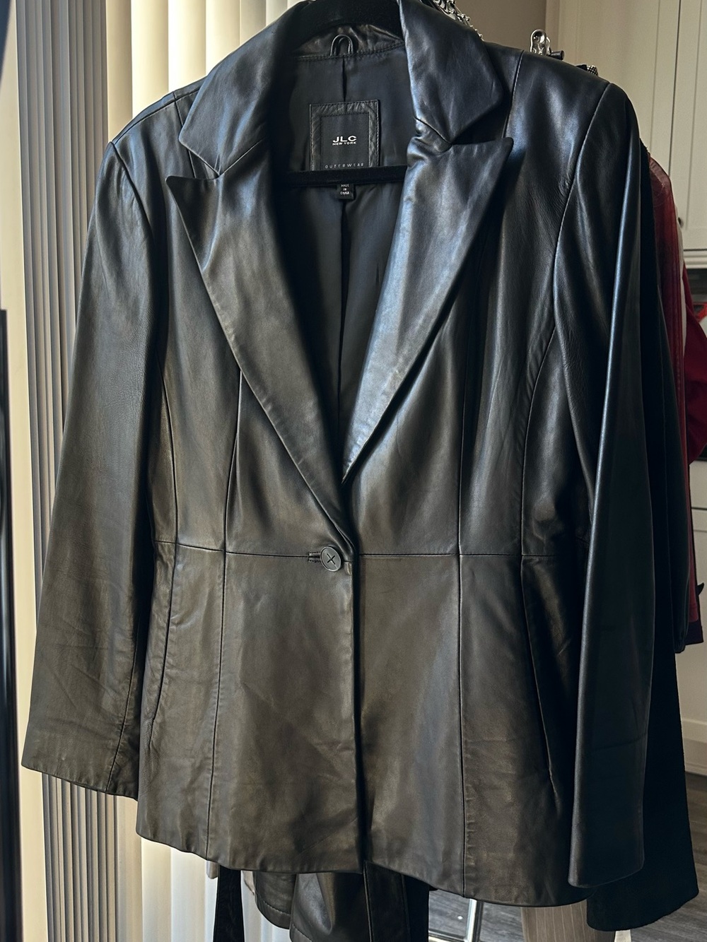 VTG 1990S Black Leather Blazer Jacket Classic Style Size-Small